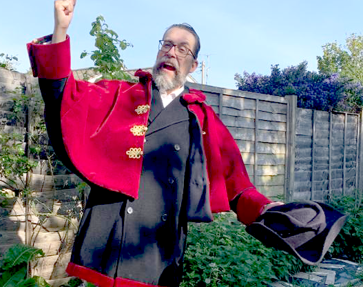 Town Crier, Stuart Morrison, announces The Shed’s First Birthday Party